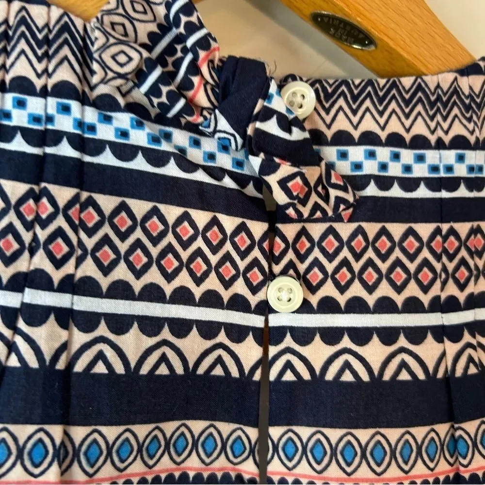 Crewcuts 6 Navy Blue Pink Striped Dress Preppy Luxury Artsy Pockets Boardwalk